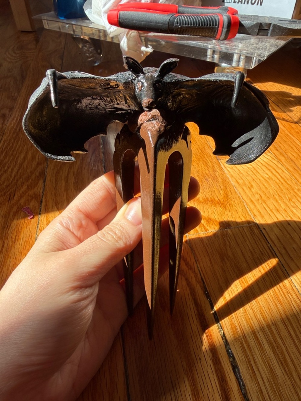 Bat Wing Black Hair Fork - Gothic Hair Accessory